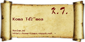 Koma Tímea névjegykártya